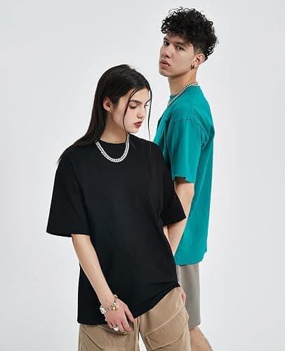 Mens Oversized T-Shirts Fashion Loose Fit Crewneck Tshirt Streetwear Heavyweight Short Sleeve Tee Shirt Gym Workout Tops thumbnail 3