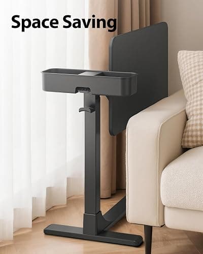 SAIJI Magnetic Overbed Bedside Table with Wheels, Height and 360° Angle Adjustable Over Bed Desk with Led Light, Portable Lengthened Rolling Laptop Standing Desk Mobile Bed Tables Hospital Home Use thumbnail 9