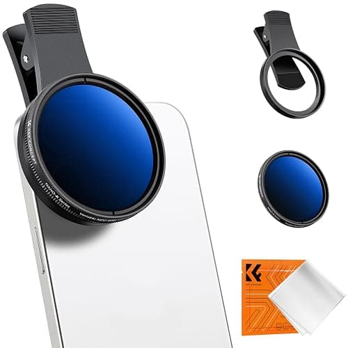 K&F Concept 52mm Clip-on ND2-400 Phone Camera Lens Filter Kit, Adjustable Neutral Density Filter Compatible with iPhone 15 14 13 12 11 - Image 1