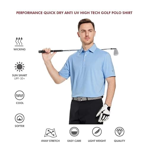 Mens Polo Shirts Short and Long Sleeve Casual Solid Stylish Dry Fit Performance Designed Collared Golf Polo Shirts for Men thumbnail 5