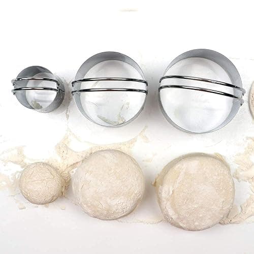 HULISEN Biscuit Cutter Set (3 Pieces/Set), Stainless Steel Round Cookies Cutter with Handle, Professional Baking Dough Tools, Gift Package thumbnail 2