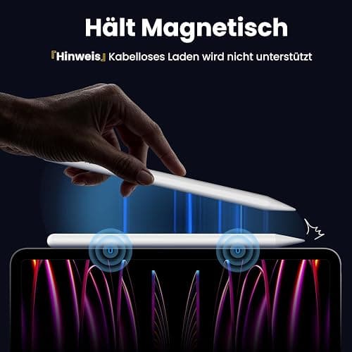 Kingone Stift für Apple iPad 2018-2025, 2X Schnellladung, kompatibel mit iPad 11/10/9/8/7/6, Pro M4/12.9/11/13", Air 3/4/5/M2/M3, mini 7/6/5, mit Magnetischer Haftung, Palm Rejection & Neigung. thumbnail 5