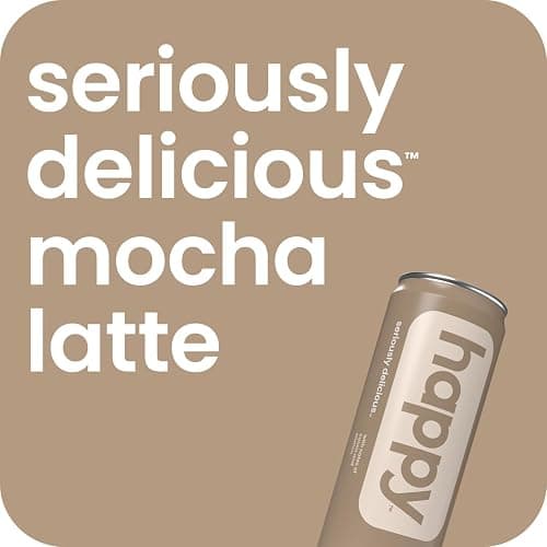 happy coffee canned mocha latte, 11 oz. cans, 12 pack, notes of cocoa & elation, 100% arabica beans, no artificial flavors or sweeteners thumbnail 7