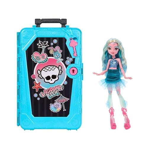 Monster High Skulltimate Secrets Lagoona Blue Doll and Accessories Set, Destination: Gore-geous Oasis with Suitcase and 19+ Surprises like Clothes, JDR51 - Image 1