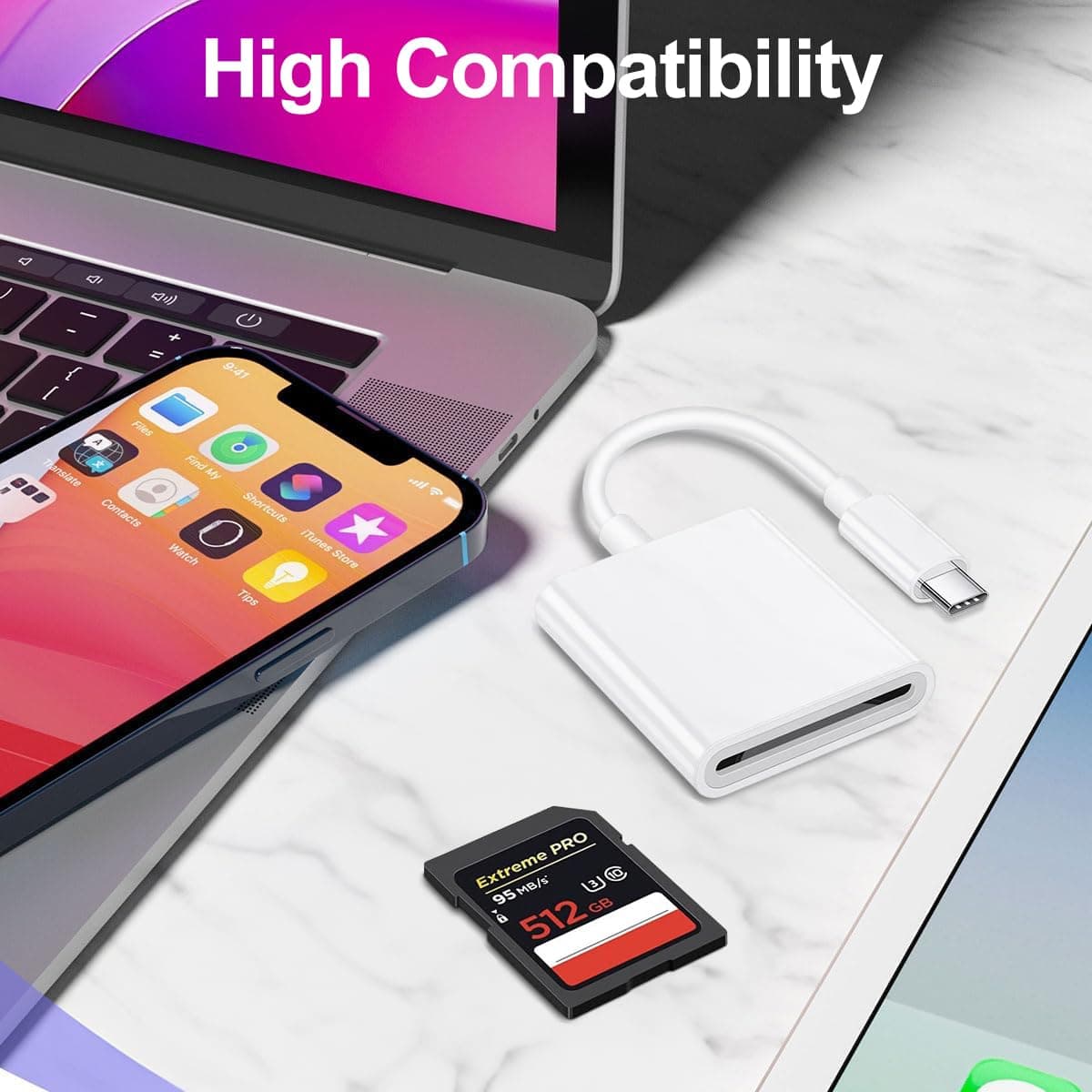 T Tersely USB-C SD Memory Card Reader Type C Adapter for iPhone 16/15 Pro/Max/Plus, MacBook Pro Air 2025-2016, M1 M2 M3 MacPad Pro Air/Surface, for Samsung S24/S23/Ultra/Plus, for Google Pixel,More thumbnail 5