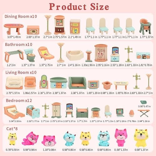 BananMelonBM 50 Pack Kids Little Dollhouse Furniture Set Toys House Big Dreams for Baby Children Girls Boys Age 3+,Miniature Accessories Educational Pretend Play Toys for Toddler thumbnail 4