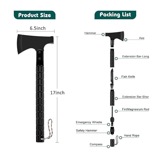 Camping Axe,Survival Hatchet,Folding Portable Tactical Axe Multi-Tool Set,Camping Hatchet with Hammer for Outdoor Hiking,Camping,Adventure,Hunting thumbnail 2