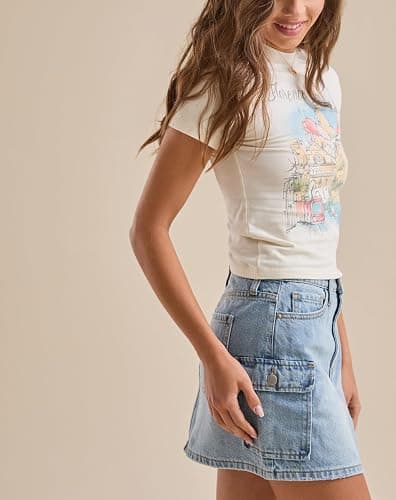 Women Graphic Baby Tees Y2K Teens Girl Cute Short Sleeve Shirt Vintage Slim Fit Crop Top 90s Aesthetic Tee Streetwear thumbnail 4