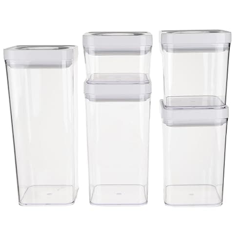 Amazon Basics Airtight Food Storage Containers, BPA Free, with Twist/Turn Lids, for Kitchen Pantry Organization, 10-Piece Square Set, Clear Plastic thumbnail 4