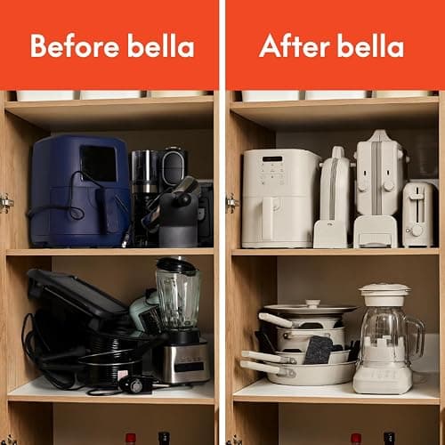 bella 4Qt Slim Air Fryer, Fits-anywhere™ Kitchenware, EverGood™ Ceramic Nonstick Coating, Adjustable Temperature, 6 Preset Cooking Options, 60 Min Auto Shutoff w Audible Tone, 3.3lb Capacity, Oatmilk thumbnail 8