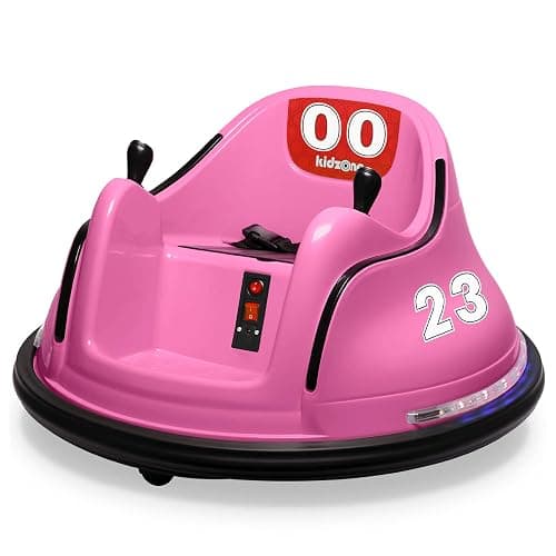 Kidzone 6V Electric Ride On Bumper Car for Kids & Toddlers 1.5-6 Years Old, DIY Sticker Baby Bumping Toy Gifts W/Remote Control, LED Lights & 360 Degree Spin, ASTM Certified, Pink - Image 1
