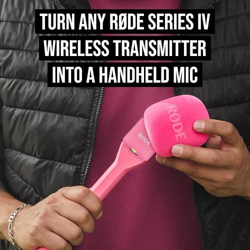 RØDE Interview GO Handheld Adaptor for RØDE Wireless Microphones (Pink) | Handheld adapter with foam windshield for interviews, field reporting and content creation thumbnail 4