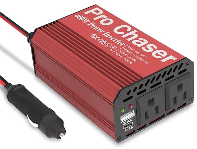 Pro Chaser 400W Power Inverters for Vehicles - DC 12v to 110v AC Car Inverter Converter, USB-A, PD 65W USB-C Ports, Dual AC Adapter for Air Compressor Laptops - Image 1