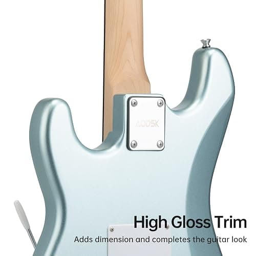AODSK Electric Guitar, 39" Beginner Electric Guitar Kit, Matte Finish, HSS Pickups, Guitar Starter Kit with AMP, Includes Digital Tuner, Strings, Pick, Vibrato Bar, Capo, Strap, Gig Bag, Blue thumbnail 5