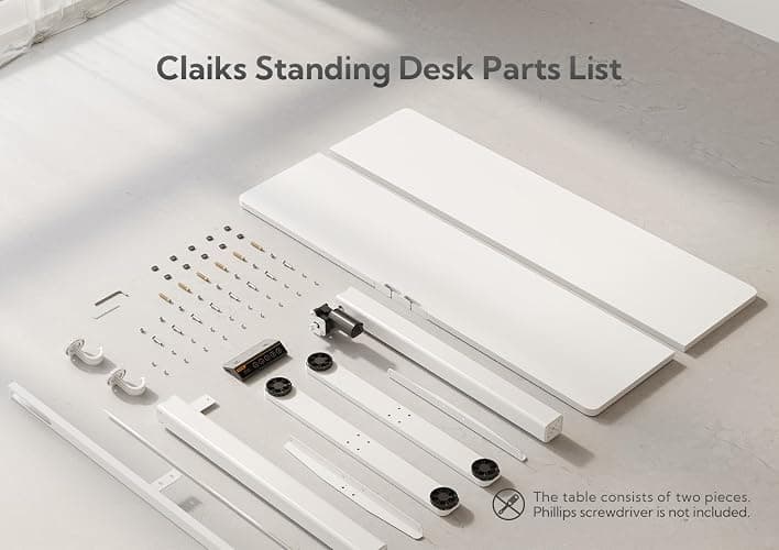 Claiks Electric Standing Desk, Adjustable Height Stand up Desk, 55x24 Inches Sit Stand Home Office Desk with Splice Board, White Frame/White Top thumbnail 8