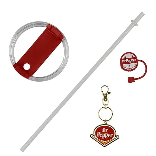 Culture Fly Dr Pepper 30-oz Stainless Steel Tumbler Cup Set with Handle Straw Cover Topper Retro Logo Keychain Insulated Travel Mug thumbnail 4