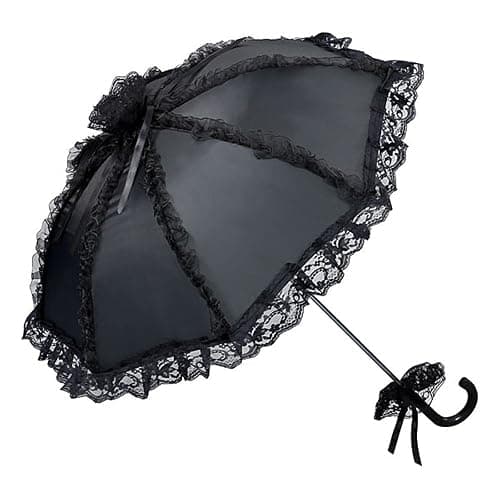 VON LILIENFELD Brautschirm Hochzeitsschirm Damen Klein Accessoire Satinstoff Malisa schwarz - Image 1