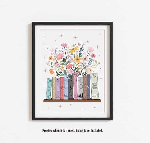 Buffay Bookish Wall Art, Girls Room Decor, Taylor Inspired Poster, Music Wall Decor for Bedroom, Bathroom, Dorm, Floral Book Stack Art Print, Christmas Gift, Unframed Print (8"X10") thumbnail 6