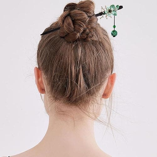 Arvintas 4 PACK Japanese Chinese Wooden Hair Stick, Hairpin with 4 Different Flower Styles, Retro Wooden Hair Accessories for Women Girls thumbnail 3