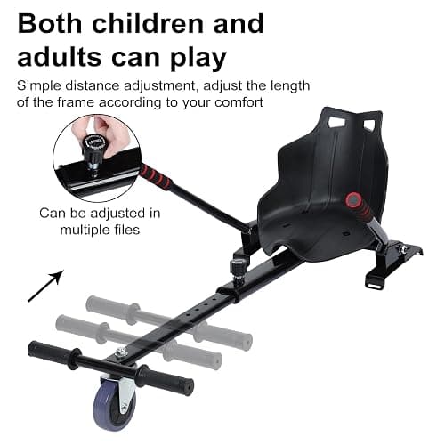 YOXIER Hoverboard Go Kart,27"-39" Adjustable Length Hoverboard Attachment,Hover Board Go Kart Accessory w/Comfortable&Sturdy Seat,Go Cart Compatible with 6.5” 8” 10” Hoverboard for Kids & Adult thumbnail 6