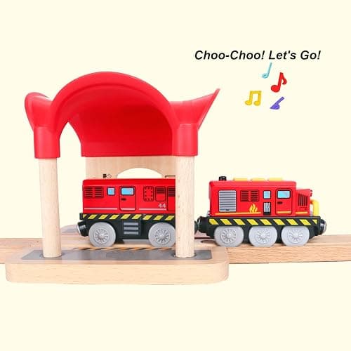 Motorized Train Set for Wooden Tracks,Battery Operated Locomotive Train Toy with Lights & Sounds, Compatible with Thomas, Brio,Toy Trains for Toddlers 3 4 5 Year Old thumbnail 7