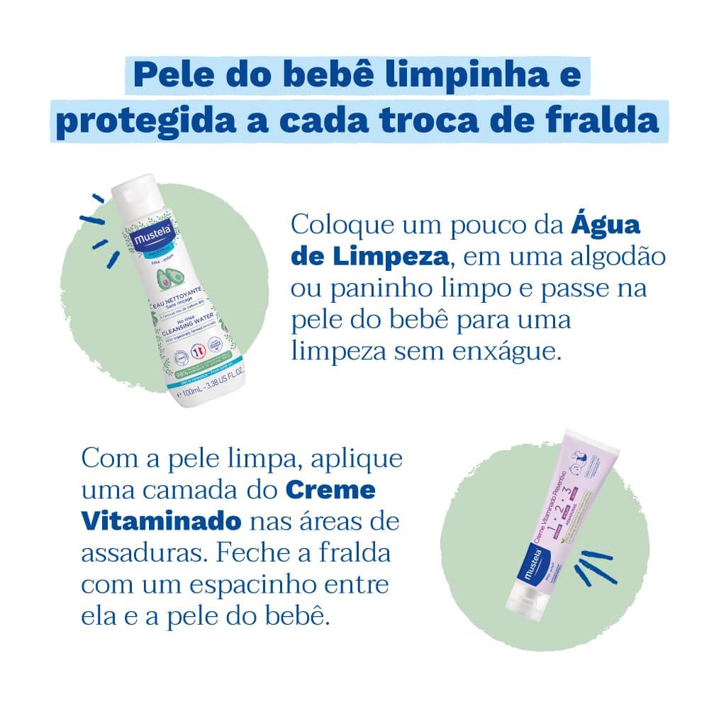 Mustela Kit Essenciais Bebê e Criança - Gel Lavante 200ml + Shampoo Recém-Nascido 150ml + Hydra Bebê 100ml + Água de Limpeza 100ml + Creme Vitaminado Preventivo De Assaduras 54g - Edição limitada thumbnail 5