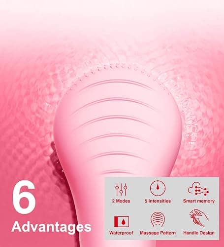 NågraCoola CLIE Facial Cleansing Brush, Waterproof and Rechargeable Electric Face Scrubber for Men & Women, Exfoliating, Massaging, and Cleansing - Pink thumbnail 4