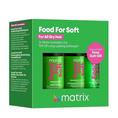 Matrix Food For Soft Travel Trial Kit - Shampoo, Conditioner and Oil Serum, Professional Hydrating Formula for Dry, Brittle Hair, With Hyaluronic Acid & Avocado Oil for Hydration, Softness & Shine - Image 1