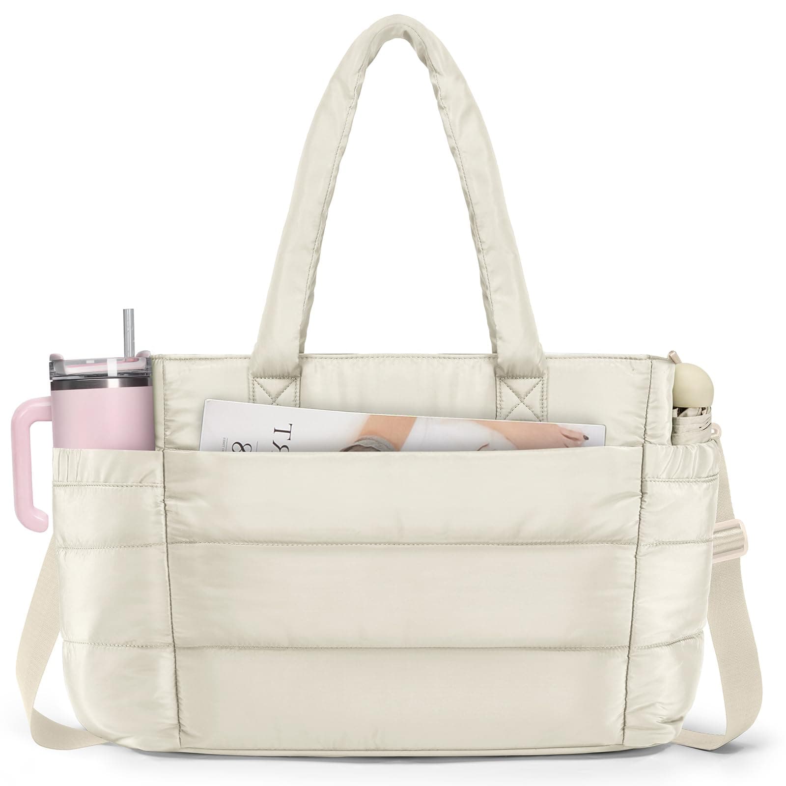RAINSMORE Tote Bag Mujer Bolsa Tote Mujer Ligero con Compartimiento Laptop 15.6” & Bolsillos Aislantes Bolsas Acolchada Grande Impermeable con Cremallera para Trabajo Viajes - Image 1