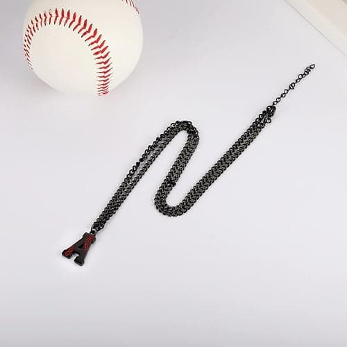 AIAINAGI Baseball Initial A-Z Letter Necklace - Men's Baseball Charm Pendant in Stainless Steel Silver Chain, 22inch Personalized Gift thumbnail 4
