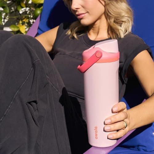 Owala FreeSip Sway Insulated Stainless Steel Water Bottle with Two-Way Spout, Built-In Straw and Bucket Handle, Made for Travel, School, and Sports, 30oz, BPA Free, Leak Proof, Sparkling Sherbet thumbnail 2
