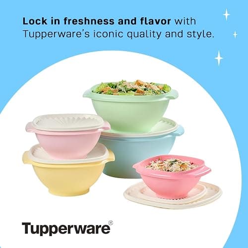 Tupperware Heritage Collection, 10 Piece Food Storage Container Set in Vintage Colors, Dishwasher Safe and BPA Free (5 Bowls, 5 Lids) thumbnail 5