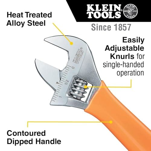 Klein Tools D5073 Adjustable Wrench Set, Extra Capacity, 6-Inch, 8-Inch, 10-Inch, Forged Alloy Steel, Metric and SAE, 3-Piece thumbnail 3