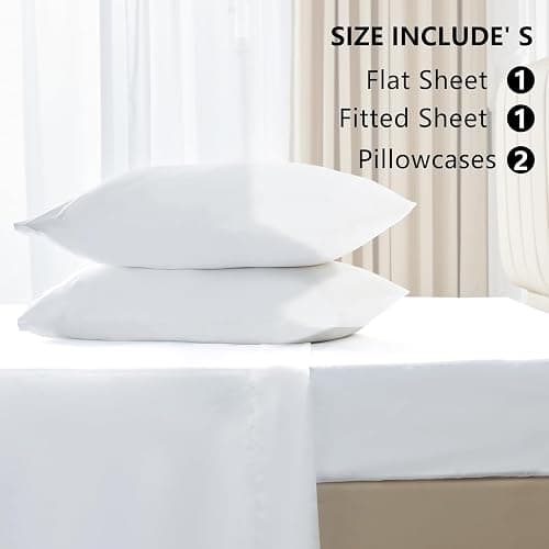 CozyLux Satin Sheets Queen Size Bed Set - 4 Piece Silky Queen Sheet Set, Luxury White Queen Sheets with Smooth and Soft Microfiber, Includes 1 Fitted Sheet, 1 Flat Sheet and 2 Pillowcases thumbnail 6