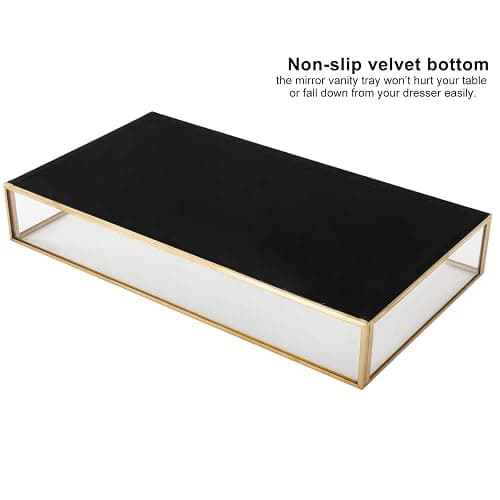 Rectangle Gold Mirror Tray, Decorative Mirror Glass Tray thumbnail 6