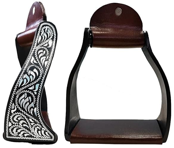 Majestic Ally Western Horse Aluminum Black Engraved Stirrups- Adults thumbnail 2