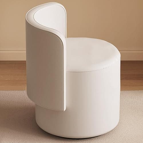 TreLined Modern Round Swivel Ottoman, Makeup Chair with Backrest Multi-Functional Shoe Changing Chairs for Living Room, Entryway, Hallways, Bedroom Vanity Chairs Unique Footrest Stool thumbnail 8