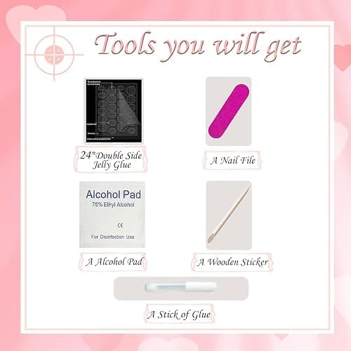 Long Square False Nails, French Press on Nails, Acrylic Stick on Nails, 24pcs Design Fake Nails with Glue Sticker for Women and Nail Tips Cool (Kitty-3, 24pcs) thumbnail 5