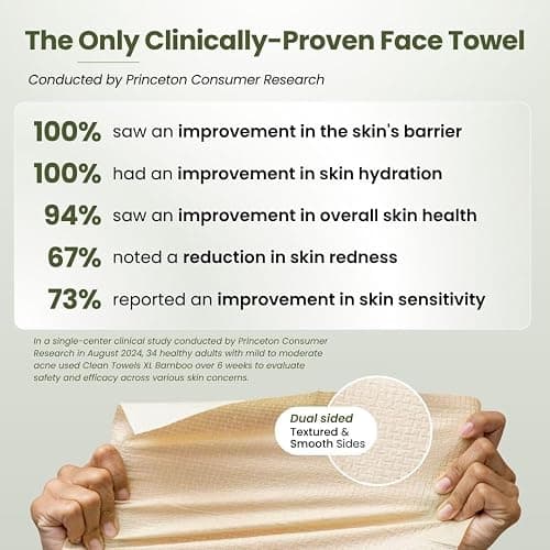 Clean Skin Club Bamboo Viscose Clean Towels® XL 100% USDA Biobased Face Towel, Disposable Face Towelette, Makeup Remover Dry Wipes, Ultra Soft, 50 Ct, 1 Pack thumbnail 2