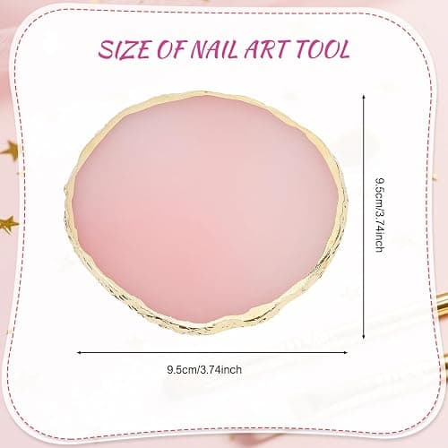Pengxiaomei 2 Pcs Resin Pink Nail Art Palette, Nails Polish Palette Nail Art Tools Gold Edge Nails Art Display Board thumbnail 3