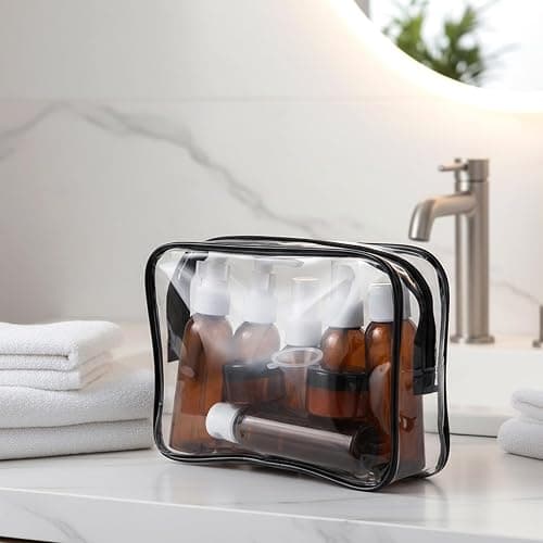 Cosywell Travel Size Bottles for Toiletries 13 Pack TSA Approved Toiletry Bottles Leak Proof Travel Kit for Women Men TSA Clear Toiletry Bag Shampoo Lotion Skincare Cosmetic Container（Brown） thumbnail 5