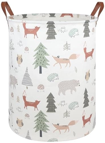 FXOLCSHE Animal Baby Laundry Basket,Woodland Animals Baby laundry hamper,Toy basket for boys,Nursery Hamper Gift Baskets for Bedroom,Toy Bin,Gift Basket.Baby room decor(Animal) - Image 1