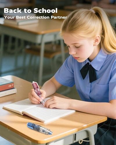 Four Candies 2-Pack White Correction Tape, Refillable, 118.1 ft, 6mm Width | 4 Refill Tapes, Retractable, Smooth, Tear-Resistant, Cute Pen Shaped Applicator for Back to School Teen & Adults thumbnail 4