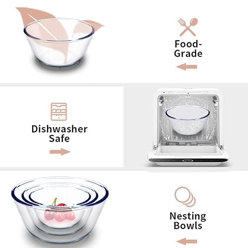 Luvan High Borosilicate Glass Mixing Salad Bowls with Lids 3 Piece(4.5QT,2.7QT,1.1QT),Large Kitchen Nesting Bowls with Airtight Lids Great for Food Storage, Cooking, Baking, Prepping -Clear - (3 pieces with lid ) - (3 Pieces With Lid ) thumbnail 4