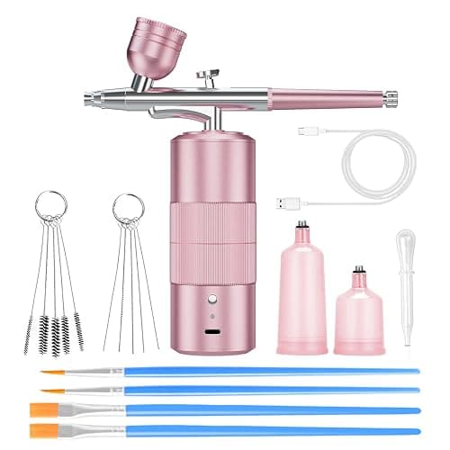 Airbrush Kit Portable Airbrush Air Brush Kit with Air Compressor Airbrush for Nails Airbrush Compressor High Pressure Nail Airbrush Machine Handheld Mini Air Brush Kit (pink) - Image 1