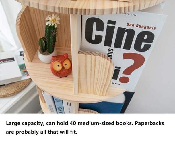 Heehee Wooden Rotating Bookshelf 360 Display Floor Standing Bookcase Storage Rack for Kids&Adults Multi-Functional Bookshelf Organizer (3-Tier) thumbnail 5