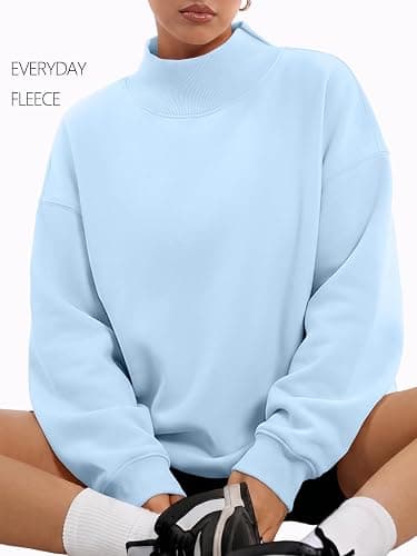 Trendy Queen Womens Mock Neck Sweatshirts Oversized Pullover Fall Outfits | Fall Fashion Clothes 2026,Airport Travel Outfits,Long Sleeve Tops,Trending Soft Fleece,Casual Work Hiking Lounge Clothing thumbnail 2