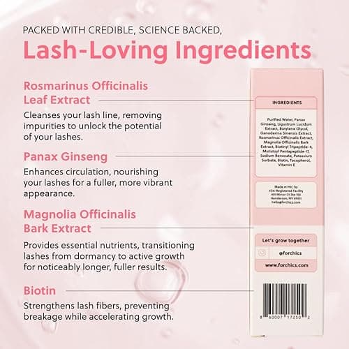 ForLash by ForChics: 2 Pack Ultimate Eyelash Hormone-Free Growth Serum for Enhanced Fuller, Thicker, Longer Lashes - Regrowth Booster, Organic Formula, Vegan & Cruelty-Free thumbnail 7