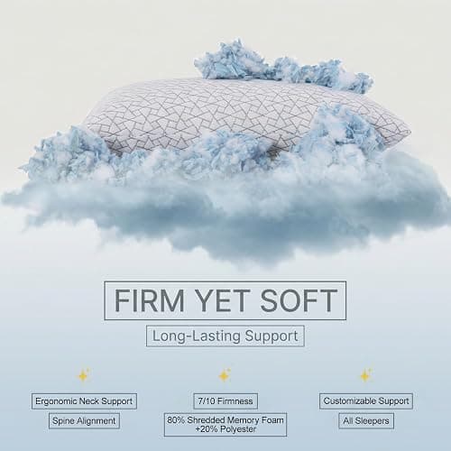 Meoflaw Adjustable Memory Foam Pillows: 2 Pack Queen Size Shredded Foam Bed Pillow for Sleeping with Removable & Washable Pillowcase for All Sleep Positions thumbnail 7