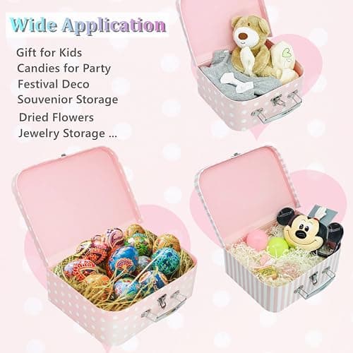 Amedoo Paperboard Suitcases Set of 3 Decorative Boxes, Compatible with Barbie Storage Organizer, Doll Clothes, Toys, Photos, Accessories, Hat, Cute Storage Gift Boxes for Kids Girls Home Decoration thumbnail 6